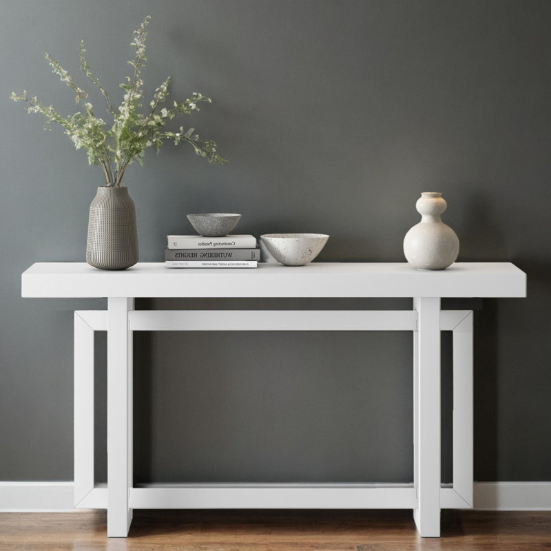 Console 59 "en bois massif, Blanc, Blanc