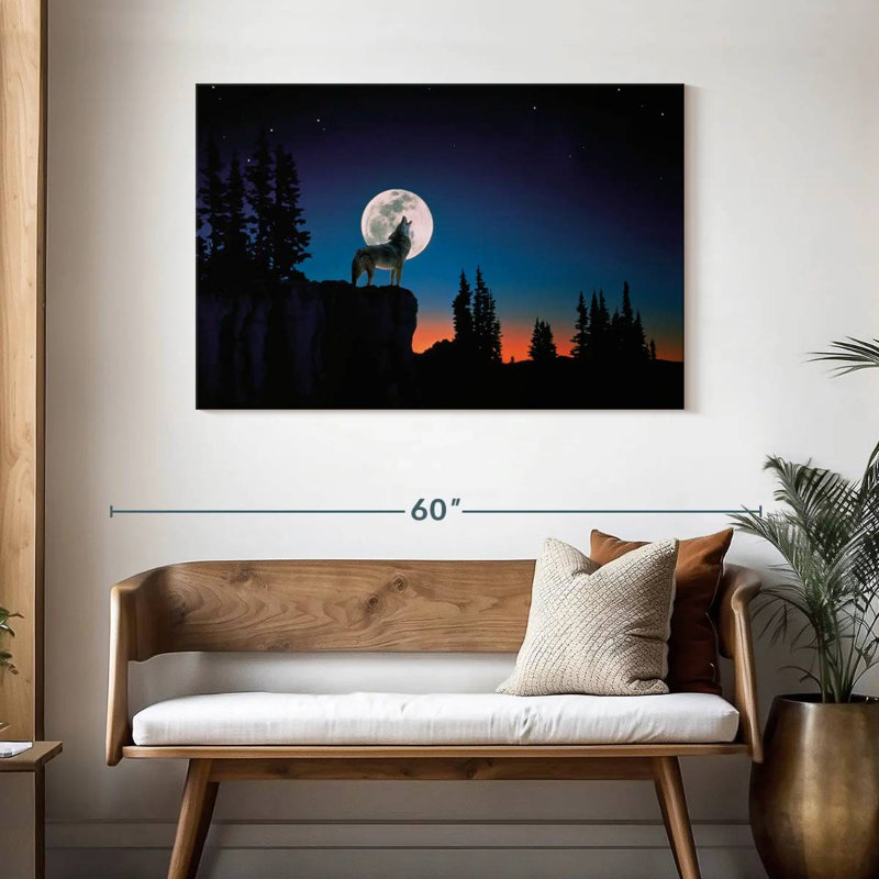 Wolf Howling At Night, 30" H x 45" W