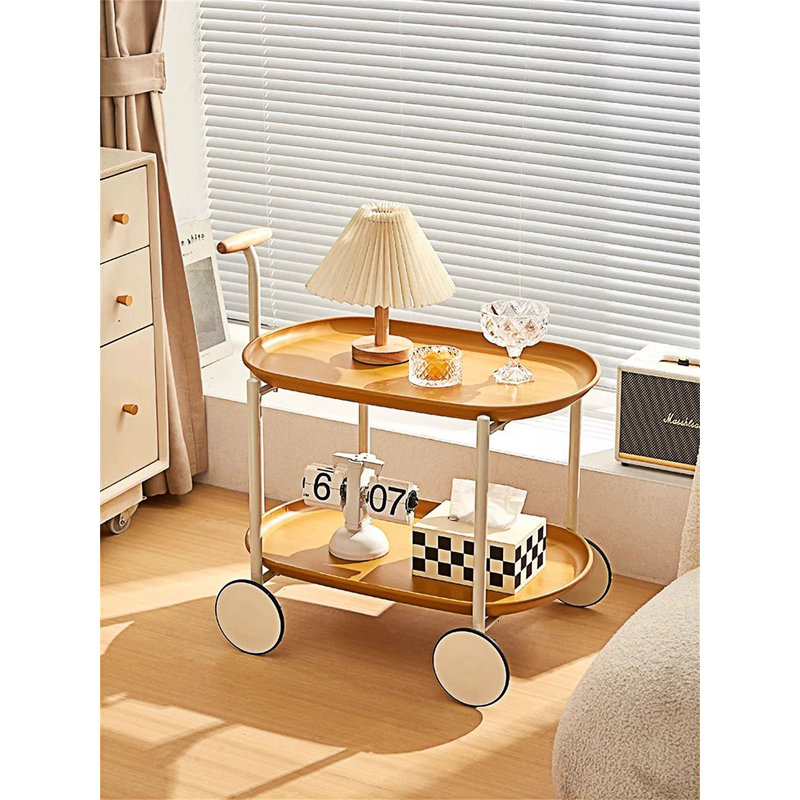 Movable Small Pushcart Small Cart Double Layered Coffee Table Leisure