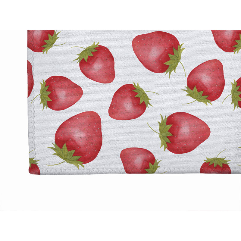 Fraises d'été, L 36 po x L 60 po, Blanc