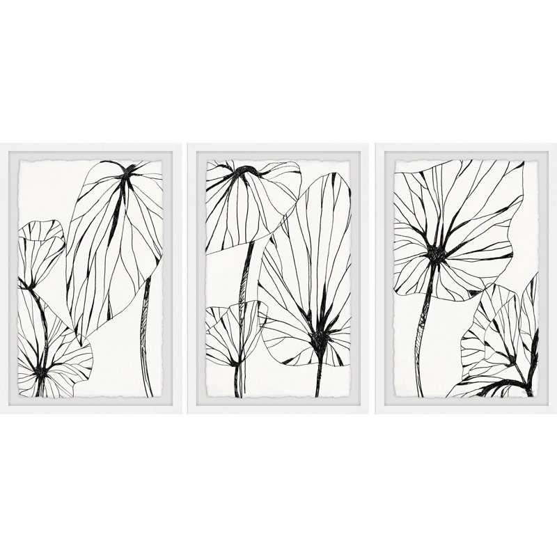 Linear Tropics V par Marmont Hill - Ensemble de 3 reproductions de cadres photo simples, H 24 po x l 48 po x P 1,5 po