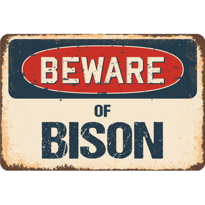 Panneau rustique «Arche Beware Of Bison»
