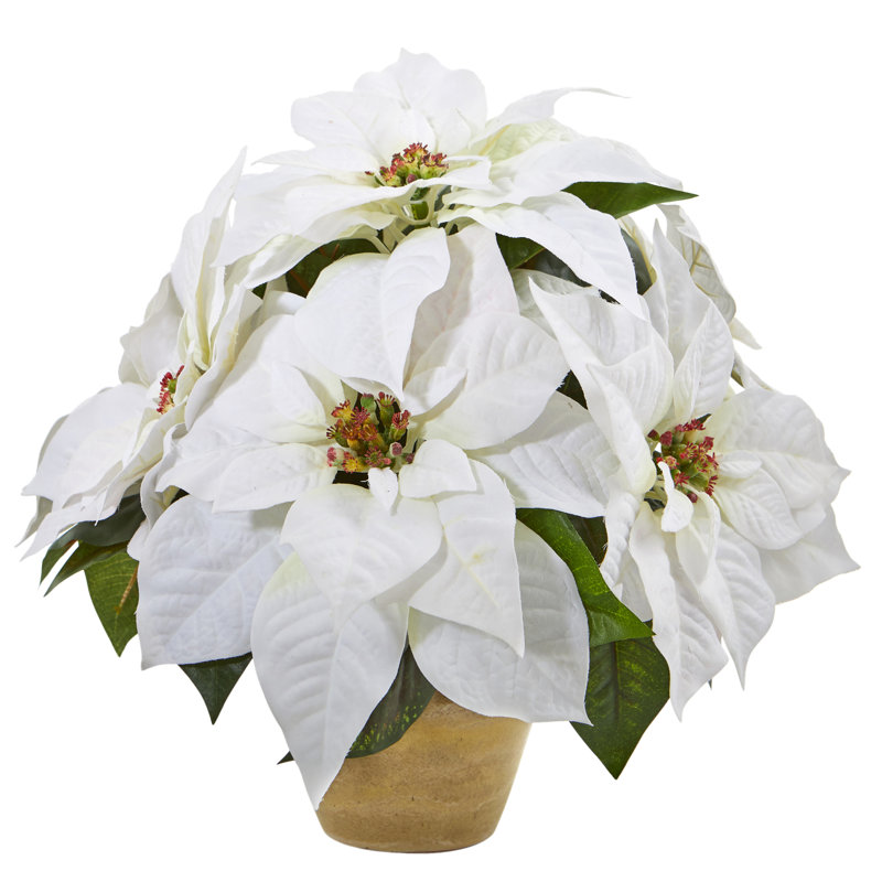 Arrangement floral artificiel poinsettia à vase