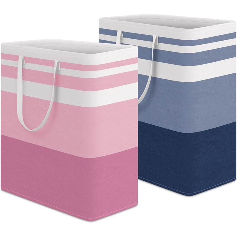 2 Pack Laundry Baskets Waterproof Freestanding Laundry Hampers Collapsible Clothes Hamper With Reinforced Handles In Laundry College Dorm Bathroom Bedroom