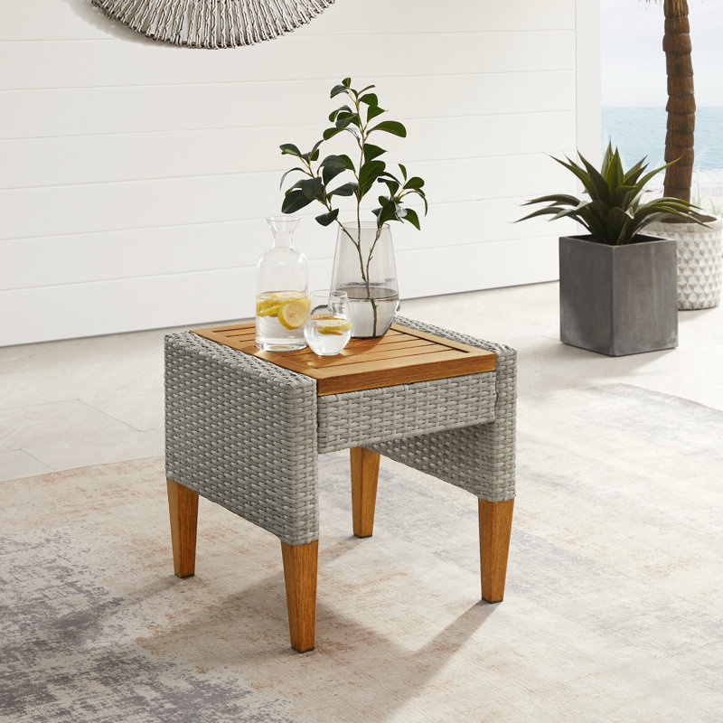 Square Metal Outdoor Side Table , 19.75'' in. W 19.75'' in. D, Brown
