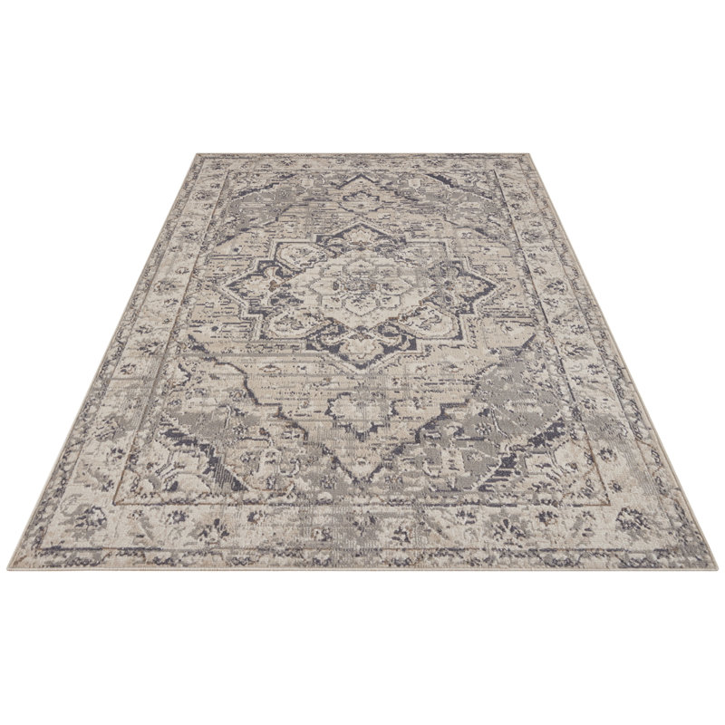 Terrain Ivory/Grey Rug, Rectangle 80cm x 120cm
