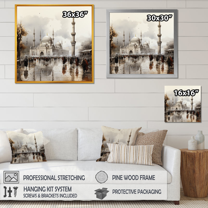 «Mosquée du propane», art mural, H 36 po x l 36 po x P 1,5 po, Toile tendue