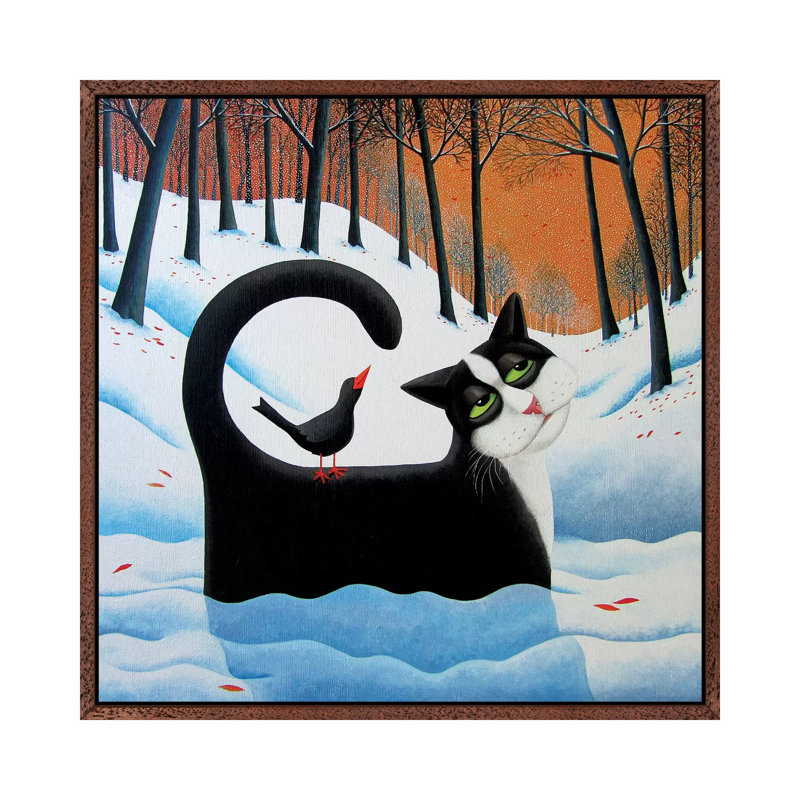 Snow Drifter 1 Piece Painting on Canvas, 66.04cm H x 66.04cm W x 3.81cm D, Classic Brown Wood Framed