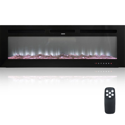 1500W Recessed-in Electric Fireplace with 3-Color Top Light, Remote Control, and Touch Screen