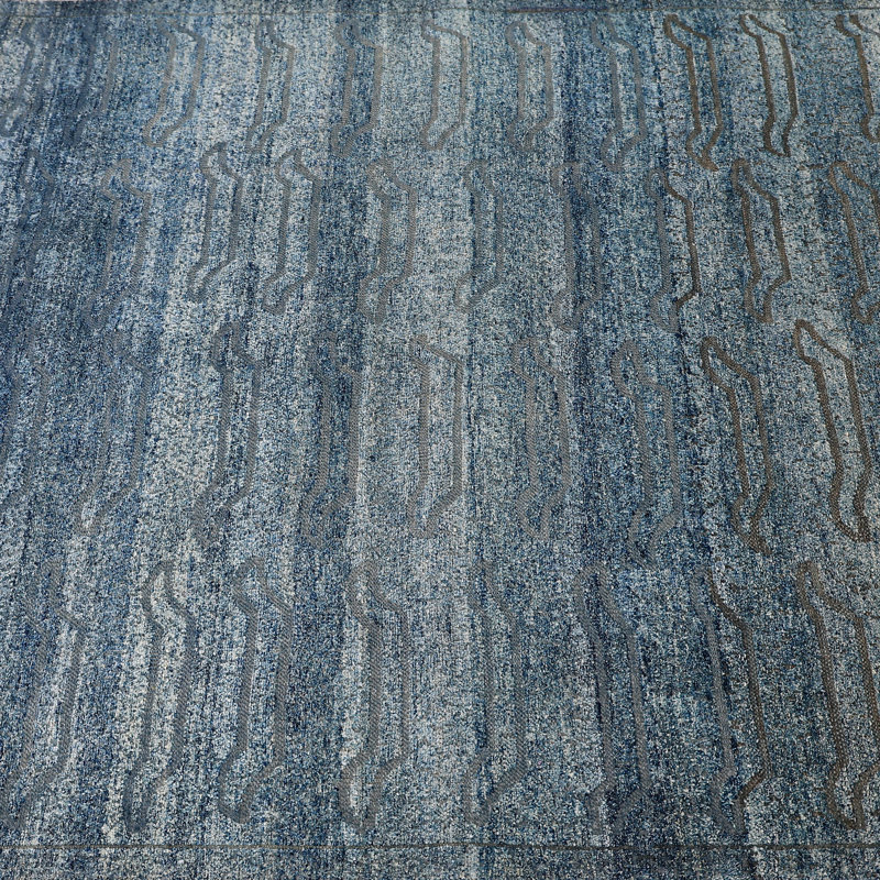 Alchemy Contemporary Wool Silk Blend Rug, Blue, Rectangle 4'2" x 5'11"