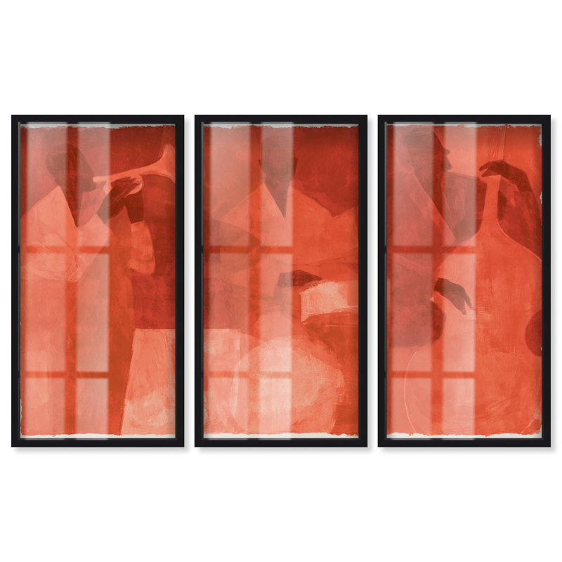 «Beat II» Shadowbox par Tree Remède, ensemble de 3, H 41 po x l 63 po, Cadre noir