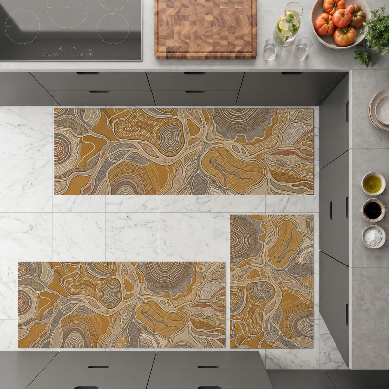 Swirl Pattern Non-Slip Washable Kitchen Mats