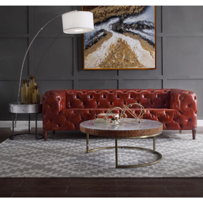 Woodford Round Coffee Table in Aluminum and Cocoa