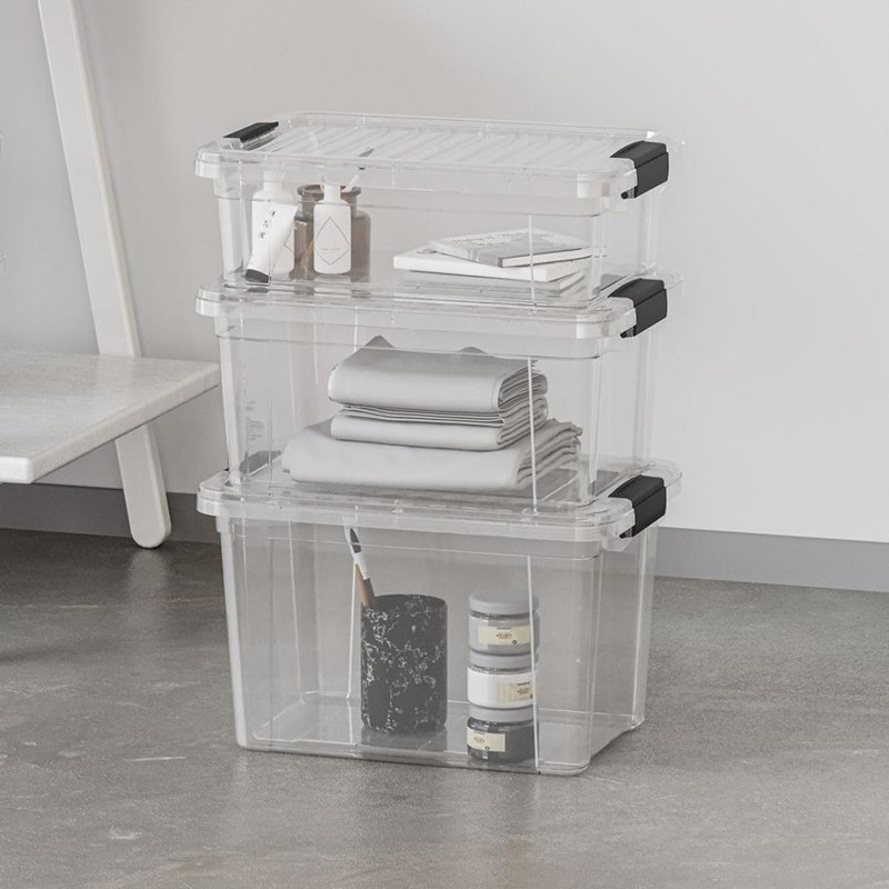 Superio Clear Storage Boxes with Lids, Plastic Container Bins for Organizing, Stackable Crates, BPA Free, Non Toxic, Odor Free, Organizers for Home, Office, School, and Dorm, 4.5 Quart
