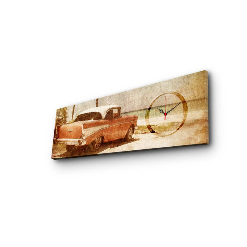 Horloge murale élégante en toile 11,8 po x 35,4 po | Toile 100% suède avec cadre 100% bois (épaisseur: 1,2 po) | Décoration élégante pour le salon, la chambre à coucher et le bureau, design intemporel