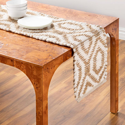 Tapis brun / beige en jute / sisal / coton tissé à plat à la main Medway