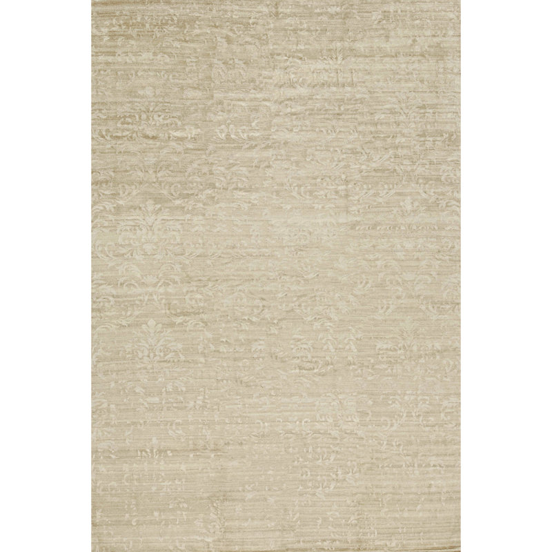 Tapis beige noué à la main de haute qualité
