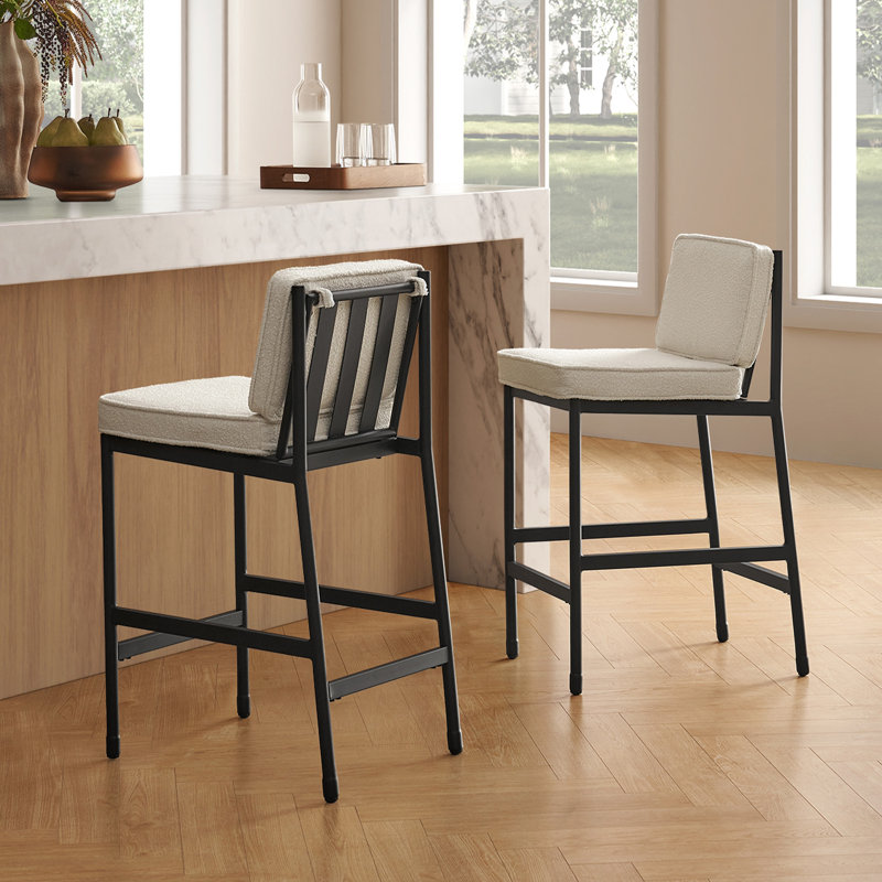 Odelia Counter Stools, 4-pc, Pearl White Boucle