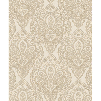Emporium Metallic Mehndi Damask 3D Embossed 33' L x 21" W Wallpaper Roll