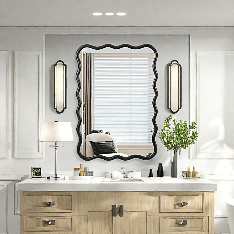 Miroir Wavy, 27,98 po x 39,79 po, Noir antique, Rectangulaire