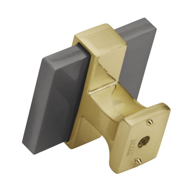 1-3/8 inch Black Chrome and Brushed Gold Square Knob