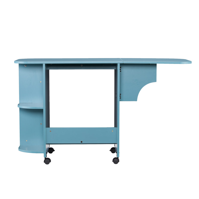 Duncan 51'' x 19'' Sewing Table with Sewing Machine Platform, Turquoise