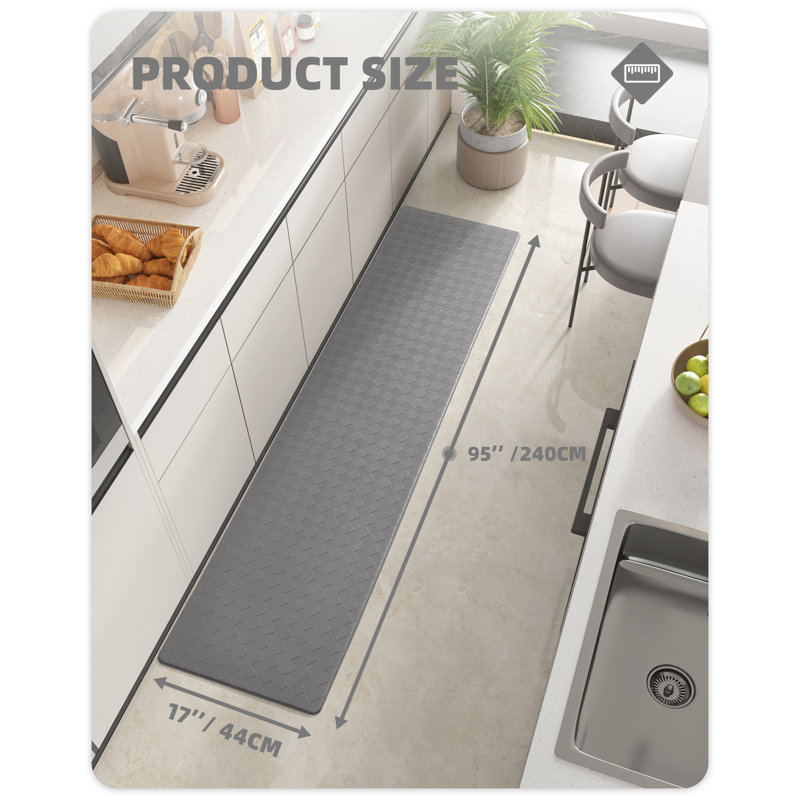 Devarian Water Resistant Anti-Fatigue Kitchen Mat, Gray, Runner 1'4" x 5'9"