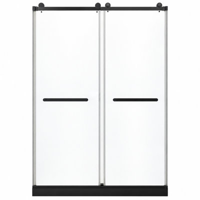 54'' W X 80'' H Double Sliding Frameless Shower Door, Black