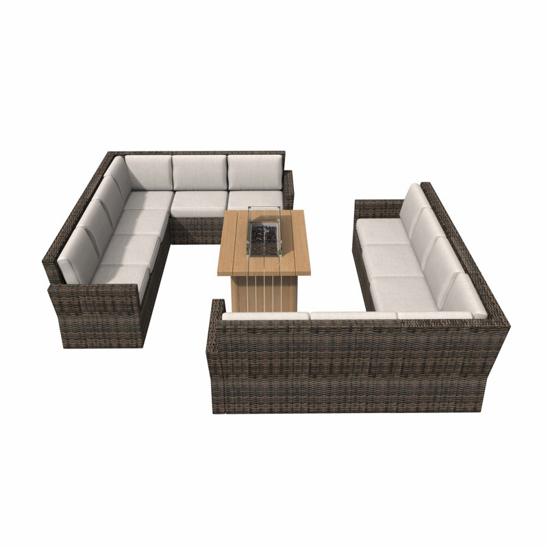 Wicker 12 - Person Patio Conversation Set with Cushions