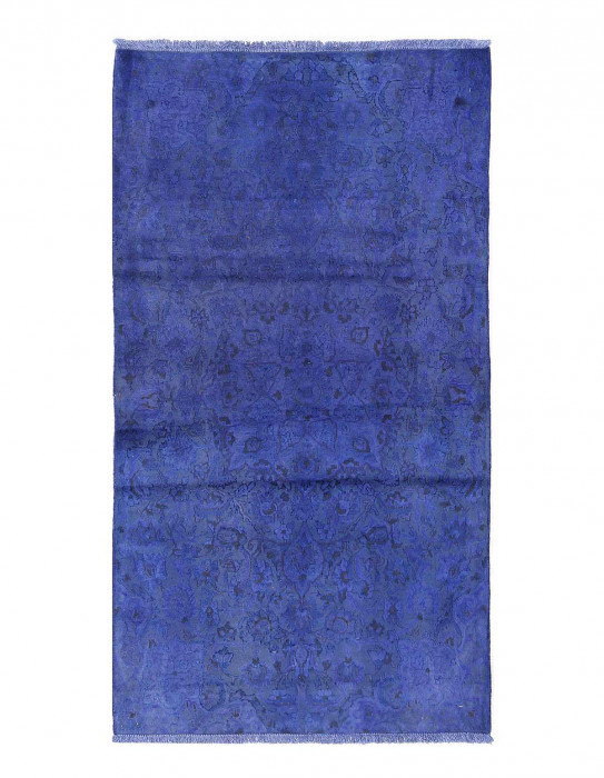 Overdyed Blue Hand Knotted Area Rug 2'8"X 5'1"