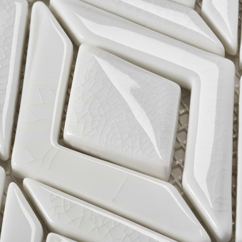 Nabi Jewel 11x15 Diamond 3D Crackled Glossy Glass Mosaic Tile