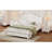 Retro Style Queen Size Wood Bed Frame With Wooden Slat Support, White Platform Frame, Look Steady Framework,