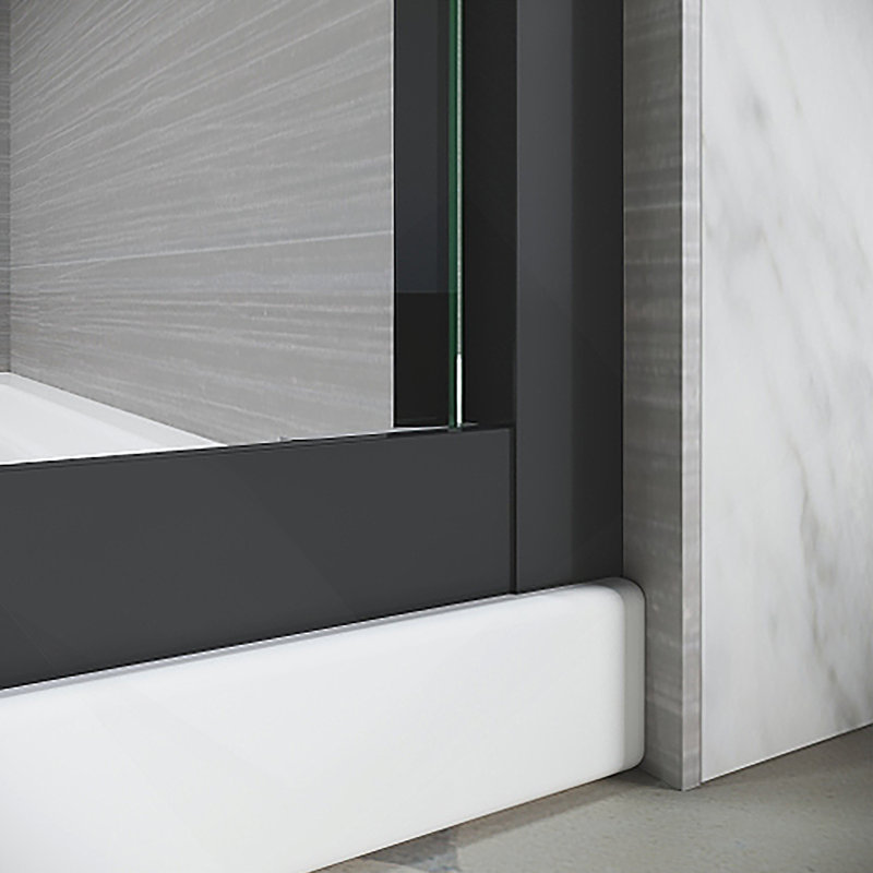 Sliding Shower Glass Door 56-60 in. W x 72 in. H, Adjustable Semi Frameless Shower Door, Certified Thick Clear Clear Tempered Glass, 304 Stainless Steel Handles, Gun-Grey
