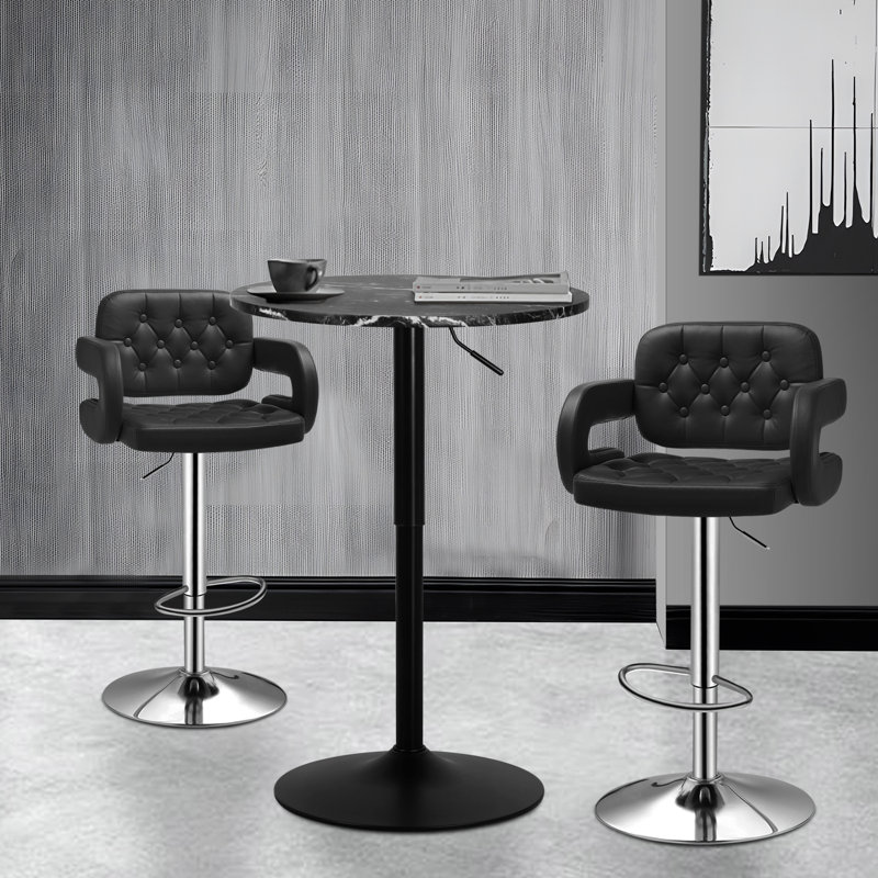 Farrill 2 - Person Pedestal Dining Set, Black Rock, Black
