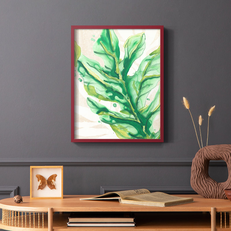 «Parchment Palms IV», reproduction encadrée - bois massif, H 20 po x l 16 po, Cadre simple blanc