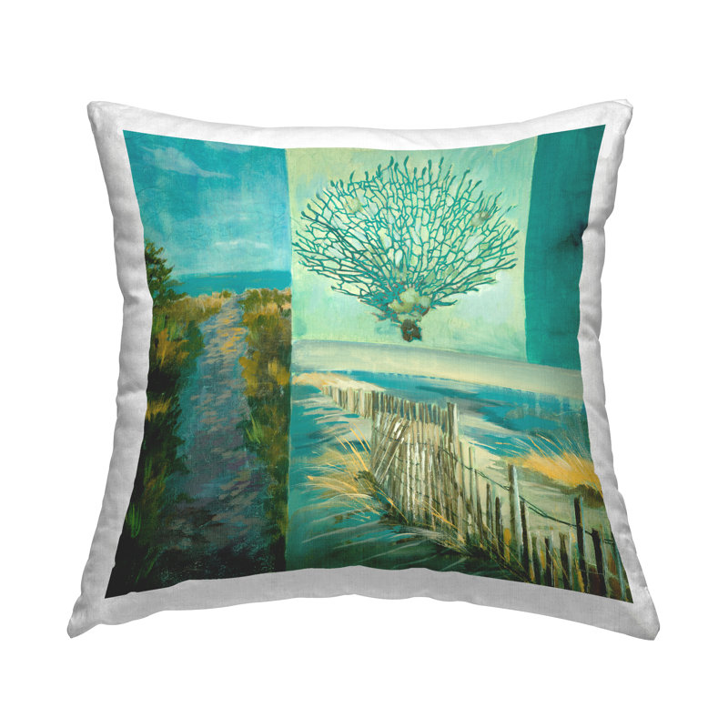 Coussin Nautical Beach Path Scenes, par Liz Jardine