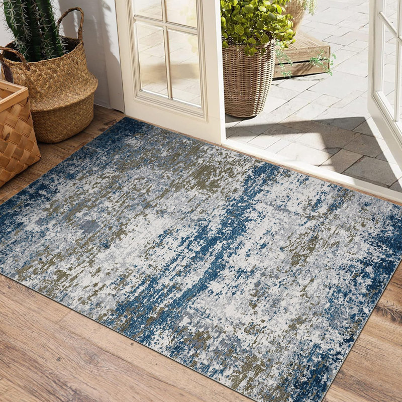 Rectangle Abstract Area Rug, Blue 1, Rectangle 140 x 200 cm
