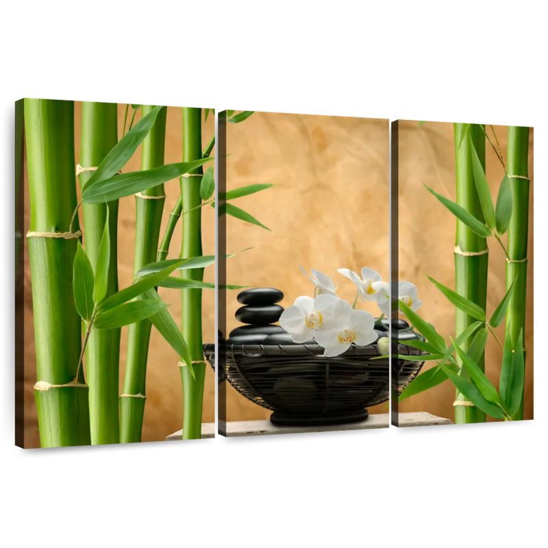 Orchidée Harnek et bambou zen, H 42 po x l 65 po