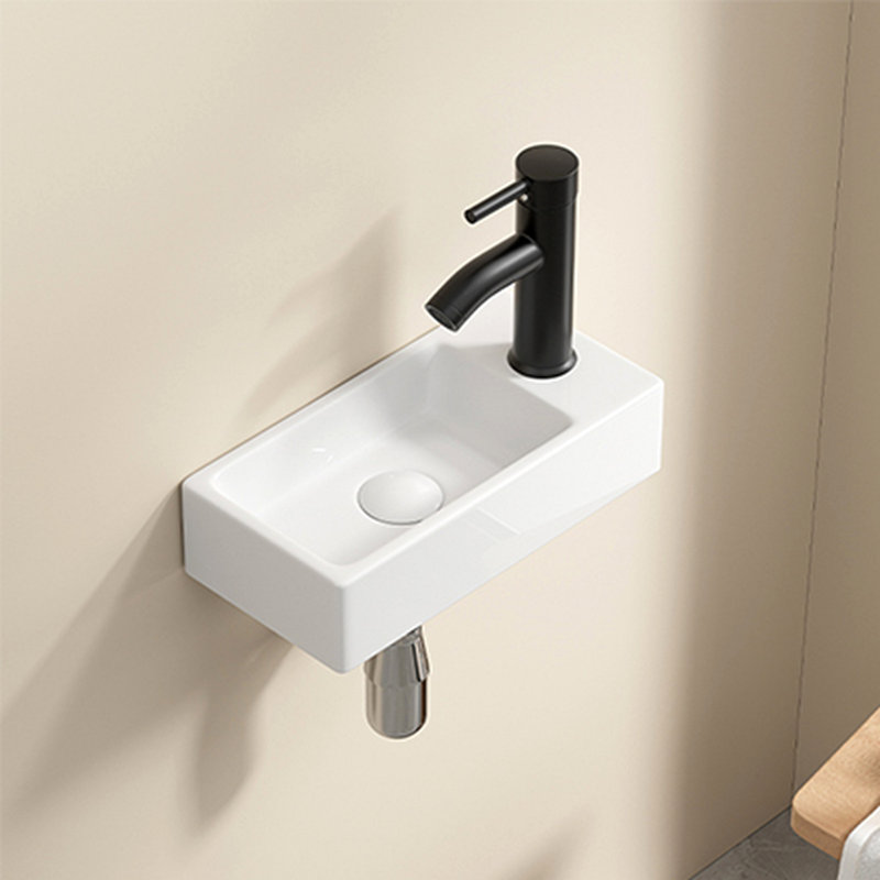 Ceramic Wash Basin Right Hand Without Tap & Drain Wall Hung Basin Sink Small Cloakroom Basin Rectangle