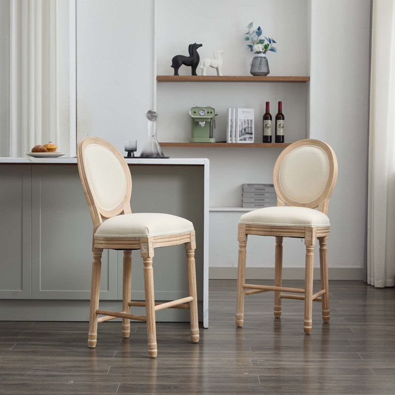 Ensemble de 2 tabourets de bar en bois massif avec tabourets en bois