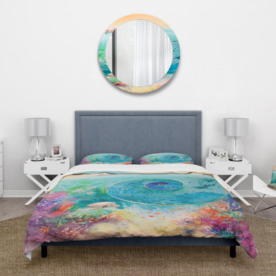 Blue/Pink/Brown Microfiber Duvet Cover Set