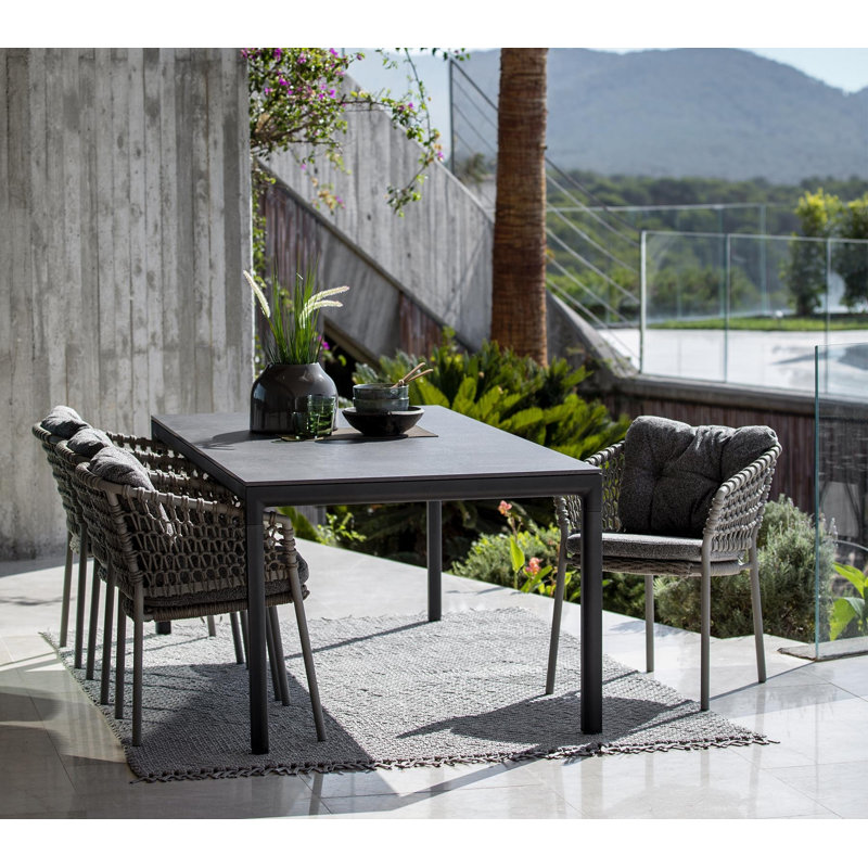 Drop Outdoor Dining Table, 39.4" W x 78.8" L x 29" H, Light Gray, Fossil Black