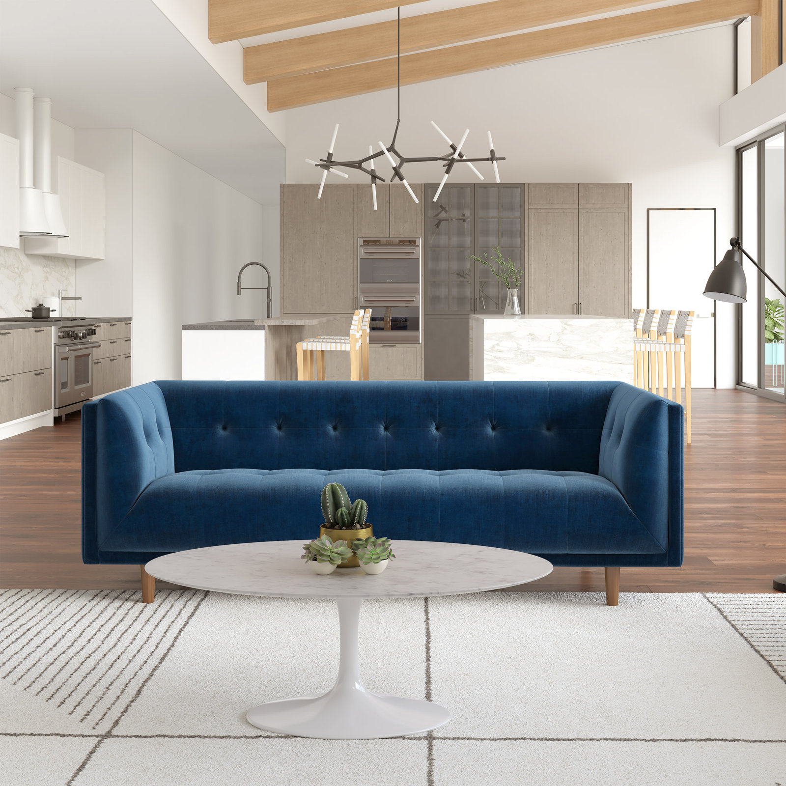 George 82'' Upholstered Sofa, Sapphire Velvet