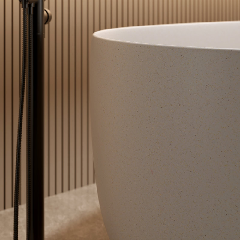 Baignoire de trempage autoportante beige moderne, surface solide avec trop-plein