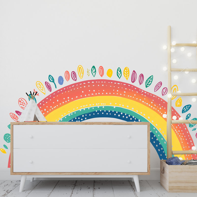 Autocollant mural arc-en-ciel bohème, décoration murale arc-en-ciel colorée, décoration murale pour chambre d'enfant, décoration pour salle de jeux, décoration murale arc-en-ciel bohème pour enfants 416 g