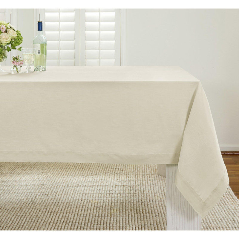100% Pure Linen Tablecloth - Fete, 120" L x 60" W, Birch