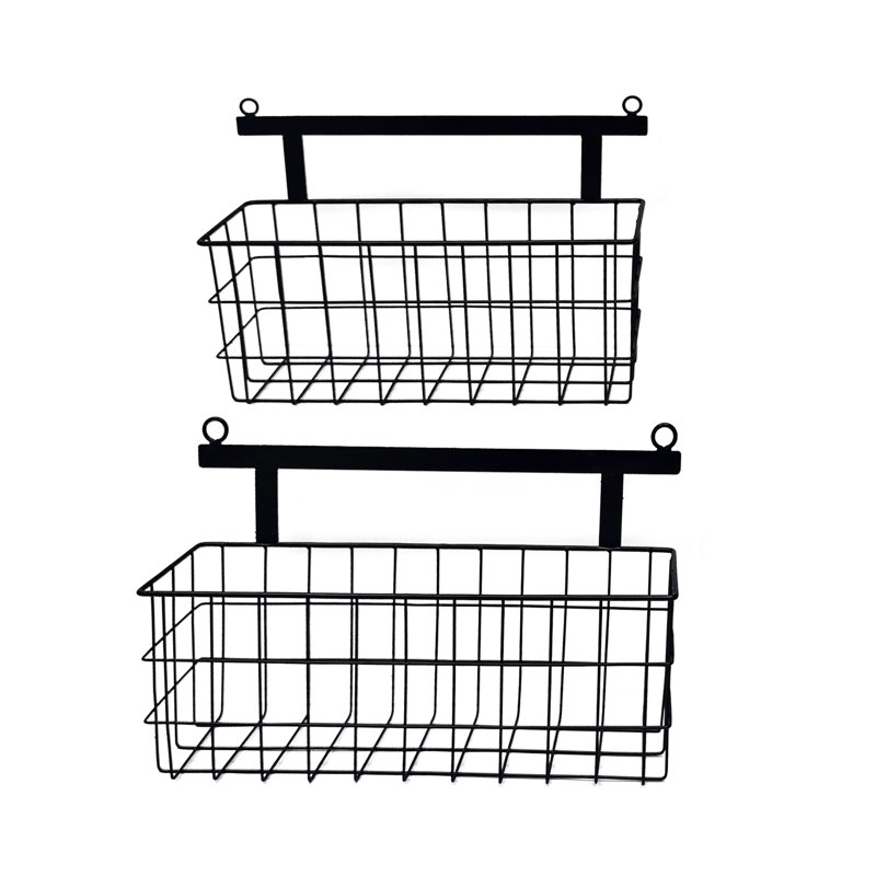 Ensemble de 2 paniers muraux noirs en métal 15 po