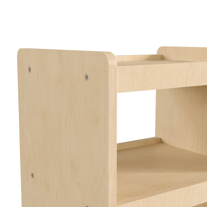 Natural Birch Plywood Mobile Utility Cart with 4 Shelves