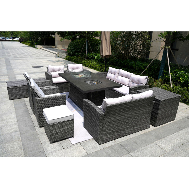 Aliaksey 11 - Person Patio Conversation Set with Cushions