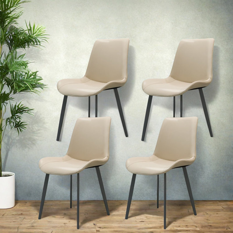 Chaises de salle à manger beige confortables, structure en métal, design moderne, parfait pour la maison ou le restaurant